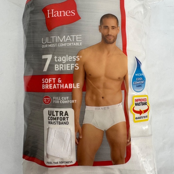 Hanes Ultimate Ultra Comfort Waistband Tagless Full Cut 7 Briefs Sz. XL 40-42" - Picture 2 of 11